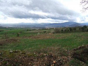 Savas, vue sur Annonay, Davézieux et montagnes ardéchoises, au 1er plan futur arbres fruitiers.JPG